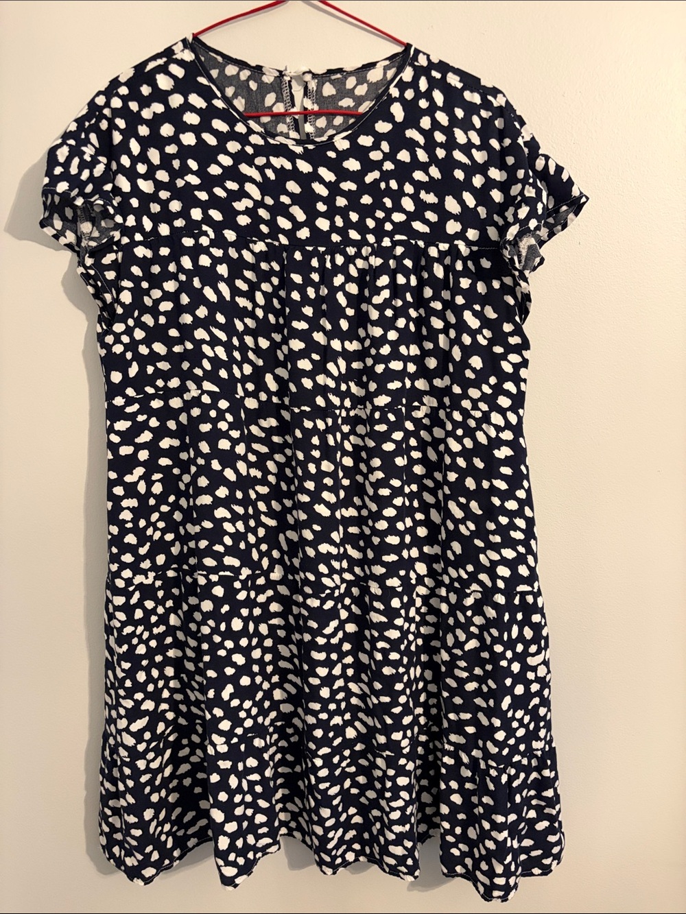 Women's Navy and White Dot-Print Mini Dress